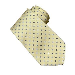 Brooks Brothers Makers Men's Necktie Blue Yellow Geometric Silk‎ Tie USA 3.5"